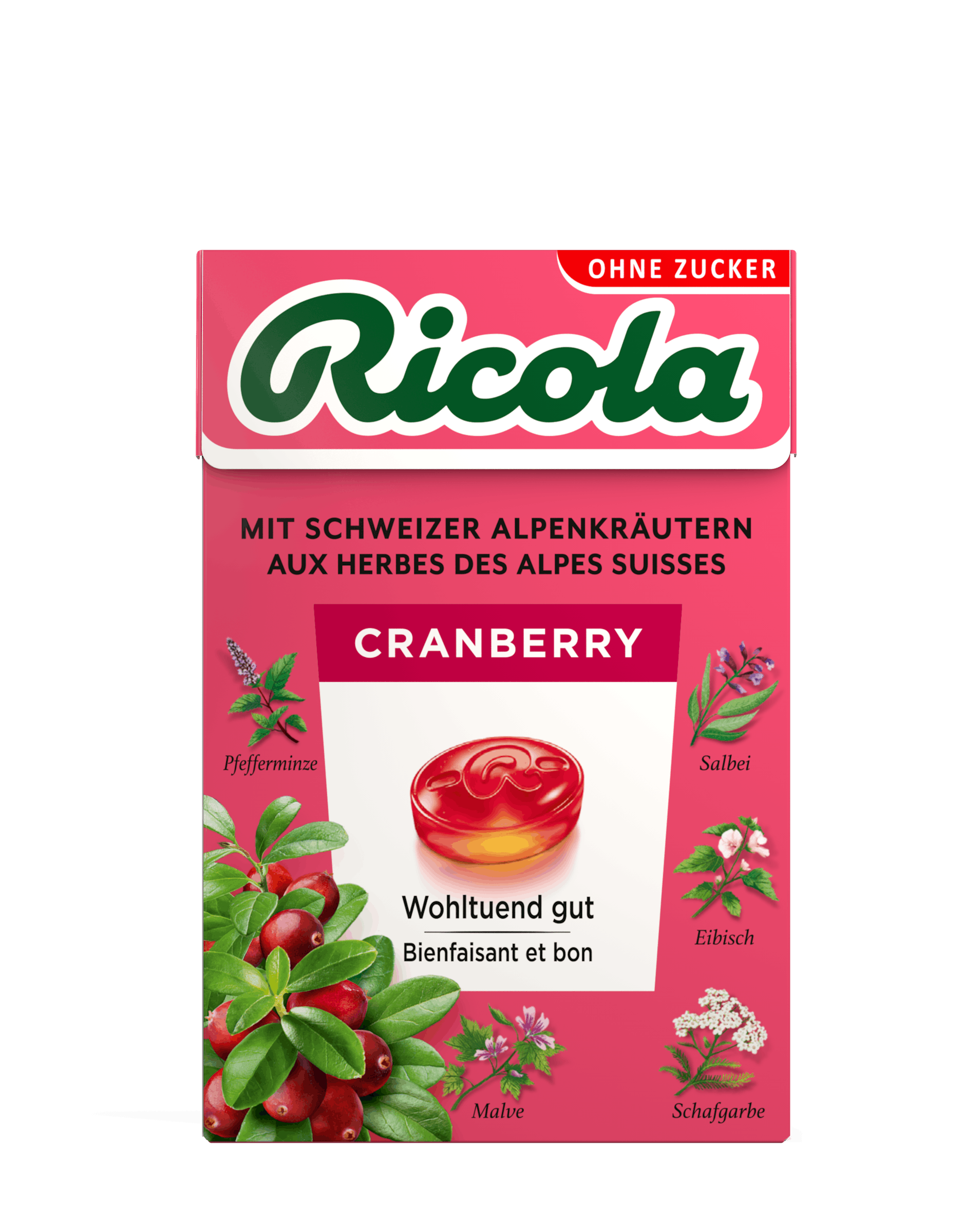 Scatola di gocce al gusto di mirtillo rosso